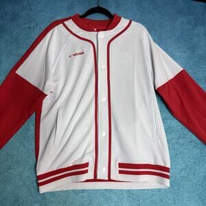 Victor Badminton Jacket Men L White Red Zip Up Lightweight Performance Dry Fit